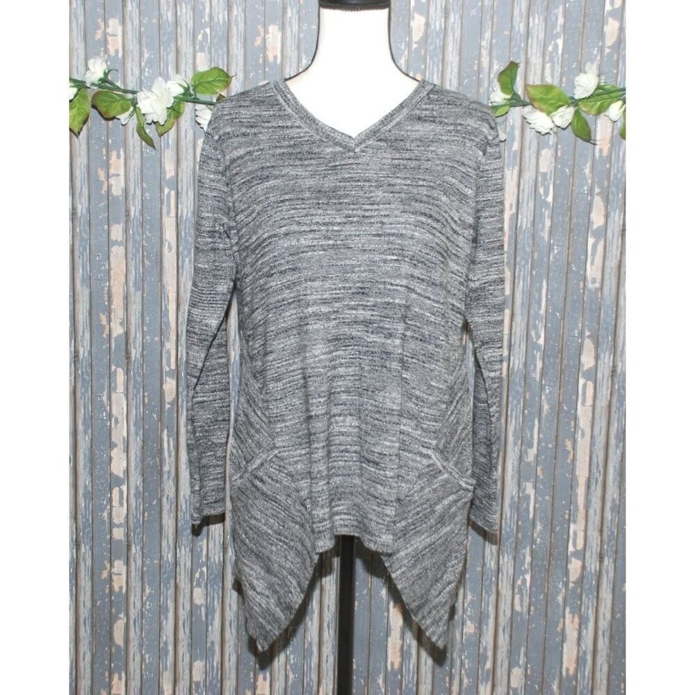 Logo Ladies S Oversized Comfy Cashmere Blend Gray Heathered Sweater Pockets